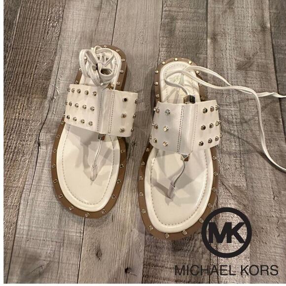 MICHAEL Michael Kors | Biege Jagger Ankle-Tie Studded Leather Sandal | S… - Picture 6 of 16